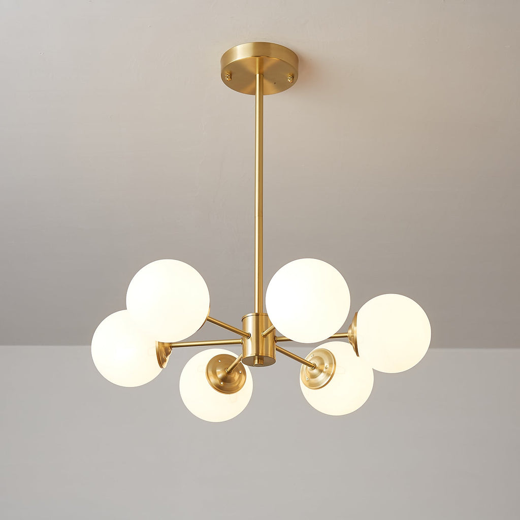 Lustra Lux Lampadario Ottone Vetro Sfere Elegante Moderno
