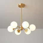 Lustra Lux Lampadario Ottone Vetro Sfere Elegante Moderno