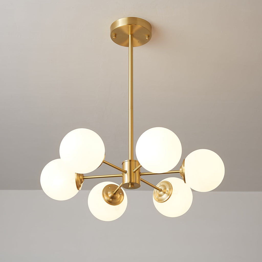 Lustra Lux Lampadario Ottone Vetro Sfere Elegante Moderno