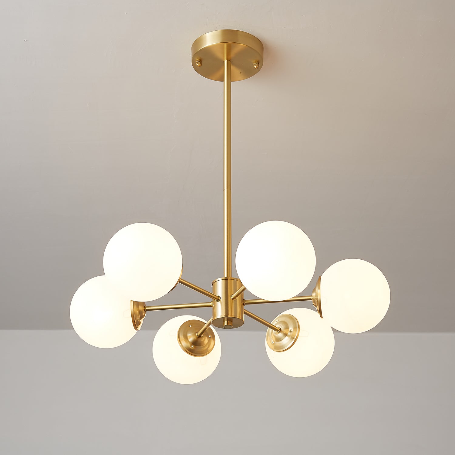 Lustra Lux Lampadario Ottone Vetro Sfere Elegante Moderno