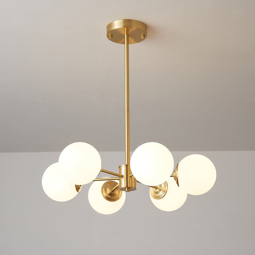 Lustra Lux Lampadario Ottone Vetro Sfere Elegante Moderno