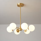Lustra Lux Lampadario Ottone Vetro Sfere Elegante Moderno