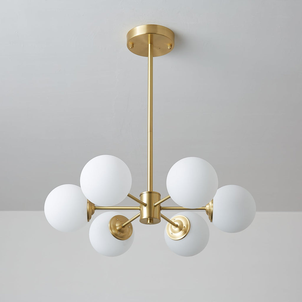 Lustra Lux Lampadario Ottone Vetro Sfere Elegante Moderno