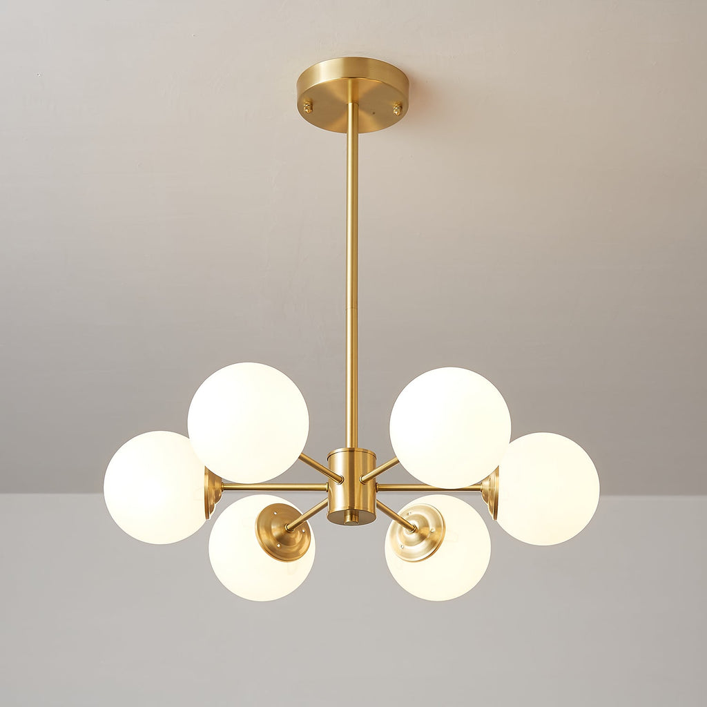 Lustra Lux Lampadario Ottone Vetro Sfere Elegante Moderno