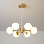 Lustra Lux Lampadario Ottone Vetro Sfere Elegante Moderno