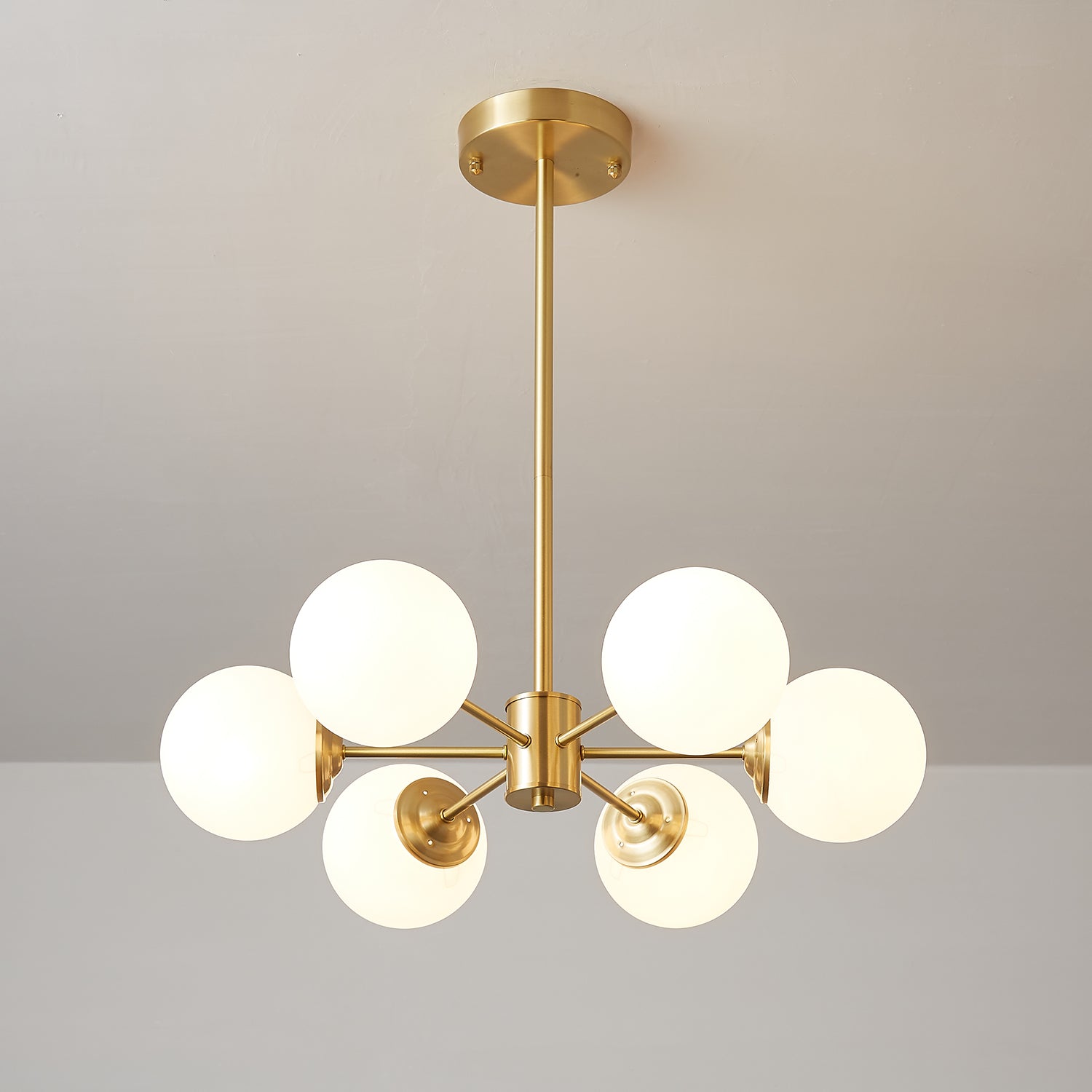 Lustra Lux Lampadario Ottone Vetro Sfere Elegante Moderno
