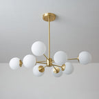 Lustra Lux Lampadario Ottone Vetro Sfere Elegante Moderno
