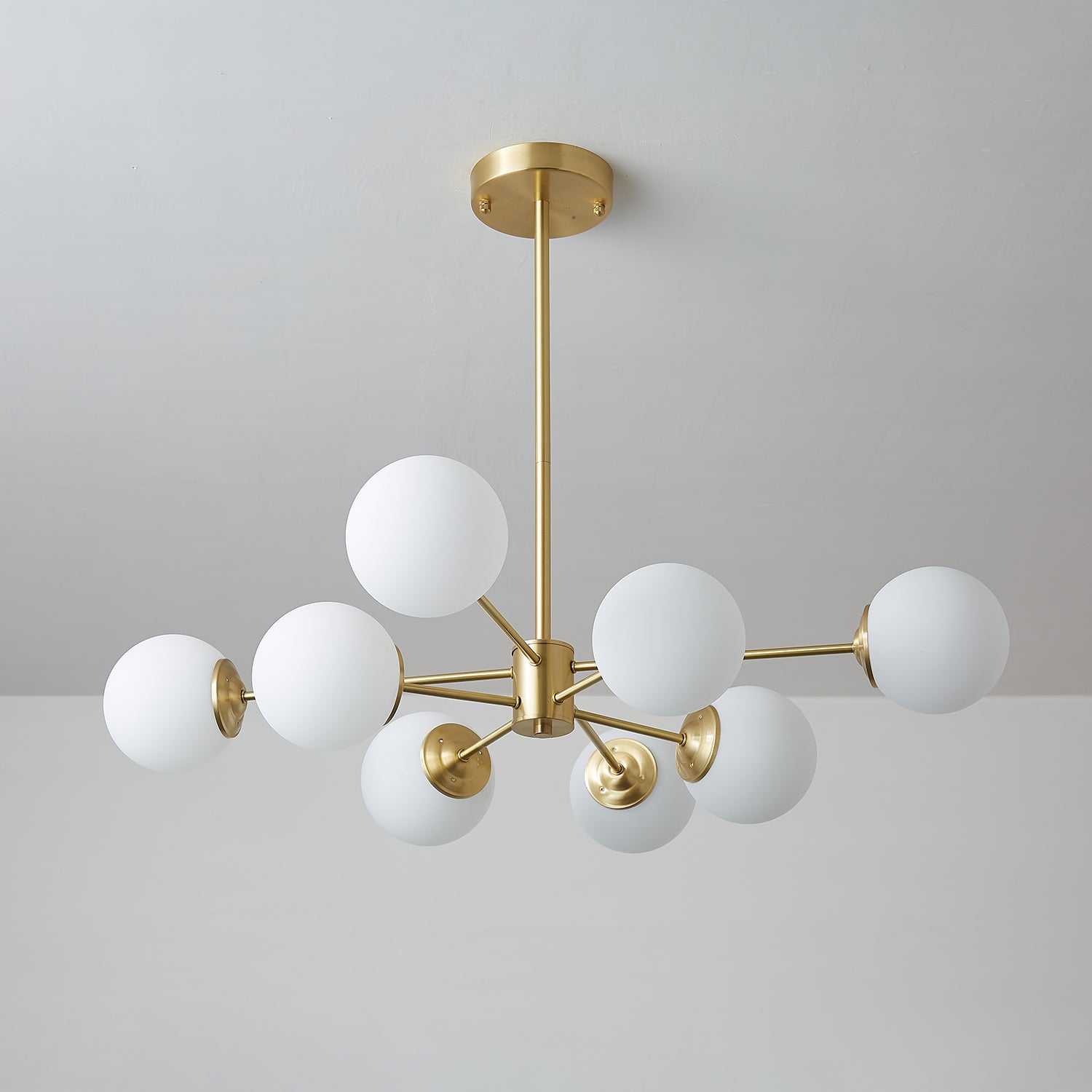 Lustra Lux Lampadario Ottone Vetro Sfere Elegante Moderno