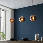 Lampadario a barra Endon Boli 3lt in vetro specchiato rame