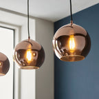 Lampadario a barra Endon Boli 3lt in vetro specchiato rame