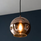 Lampadario a barra Endon Boli 3lt in vetro specchiato rame