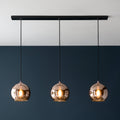 Lampadario a barra Endon Boli 3lt in vetro specchiato rame