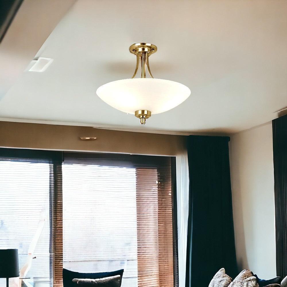 Endon Welles Lampada da Soffitto Semi Flush in Ottone Antico a 3 Bracci