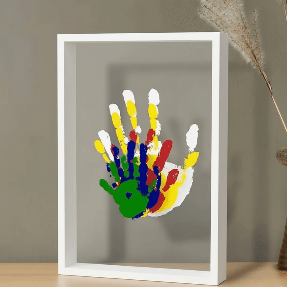 Kleine Spuren – Cornice per Ricordi per Bambini in Legno con Argilla per Impronte di Mani e Piedi
