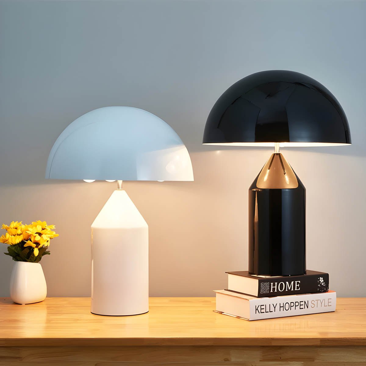 Lampada da tavolo Estylo – Metallo & Vetro – Bianco – Ø 30 cm – Design Moderno per Illuminazione Elegante
