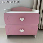 Comodino Quadrato MDF Creativo Contemporaneo per Bambini con 2 Cassetti per Camera da Letto
