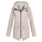 Giacca Lunga da Donna Impermeabile con Cappuccio – Giacca Impermeabile per Tempo Piovoso