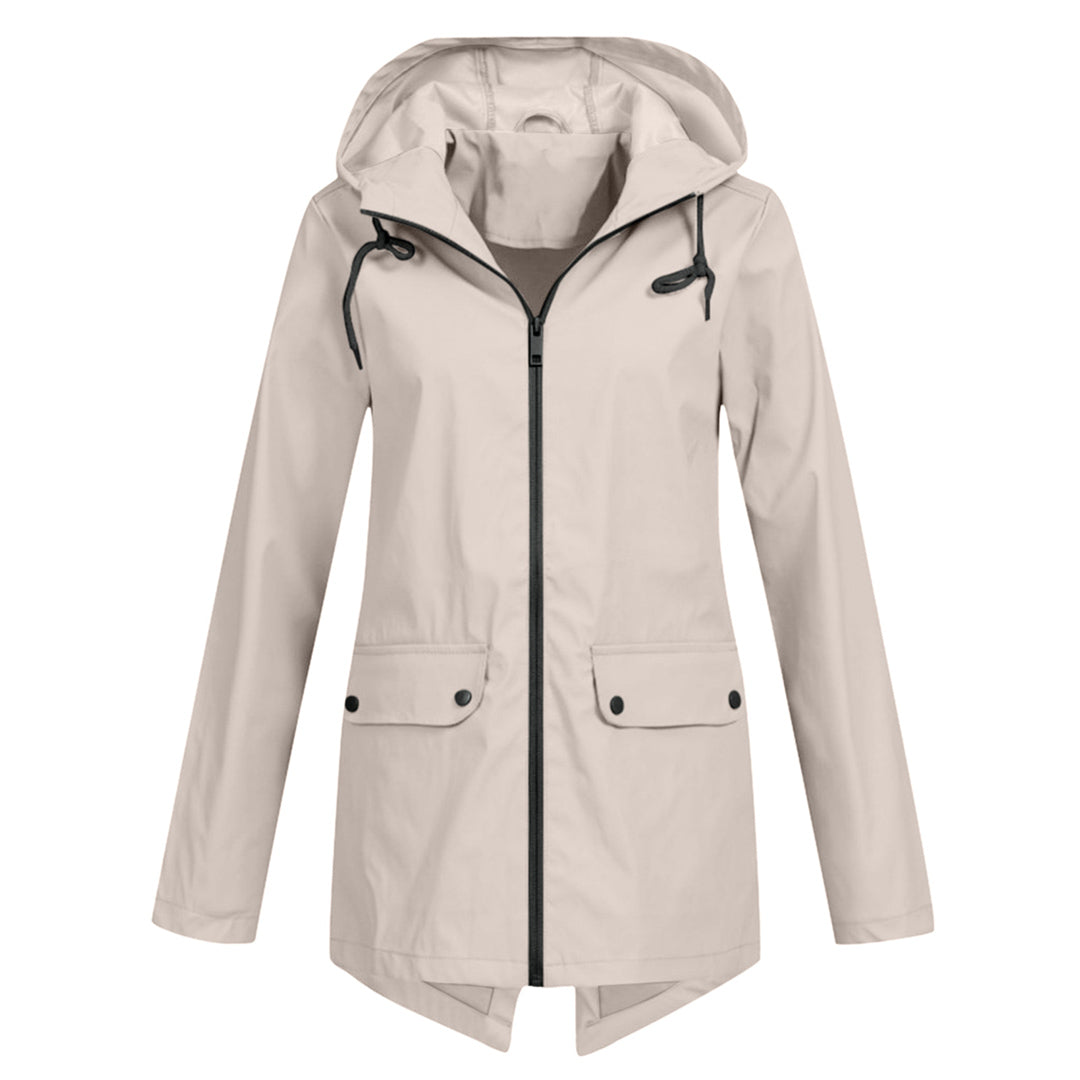Giacca Lunga da Donna Impermeabile con Cappuccio – Giacca Impermeabile per Tempo Piovoso