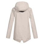 Giacca Lunga da Donna Impermeabile con Cappuccio – Giacca Impermeabile per Tempo Piovoso