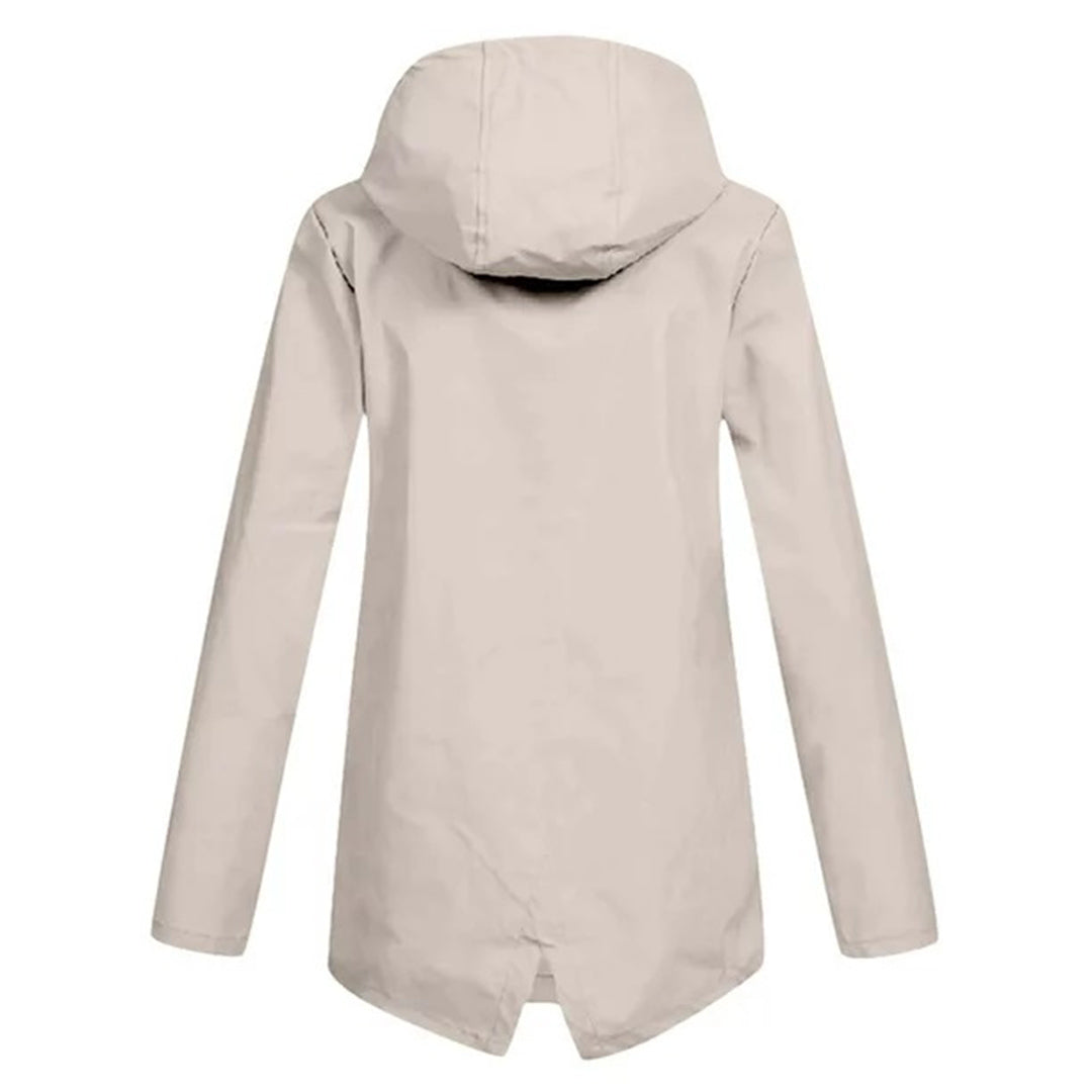 Giacca Lunga da Donna Impermeabile con Cappuccio – Giacca Impermeabile per Tempo Piovoso