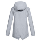 Giacca Lunga da Donna Impermeabile con Cappuccio – Giacca Impermeabile per Tempo Piovoso