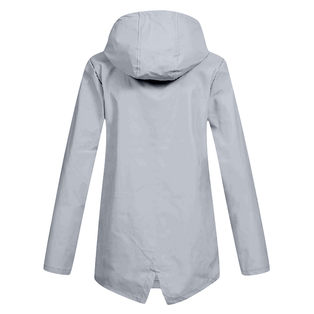 Giacca Lunga da Donna Impermeabile con Cappuccio – Giacca Impermeabile per Tempo Piovoso