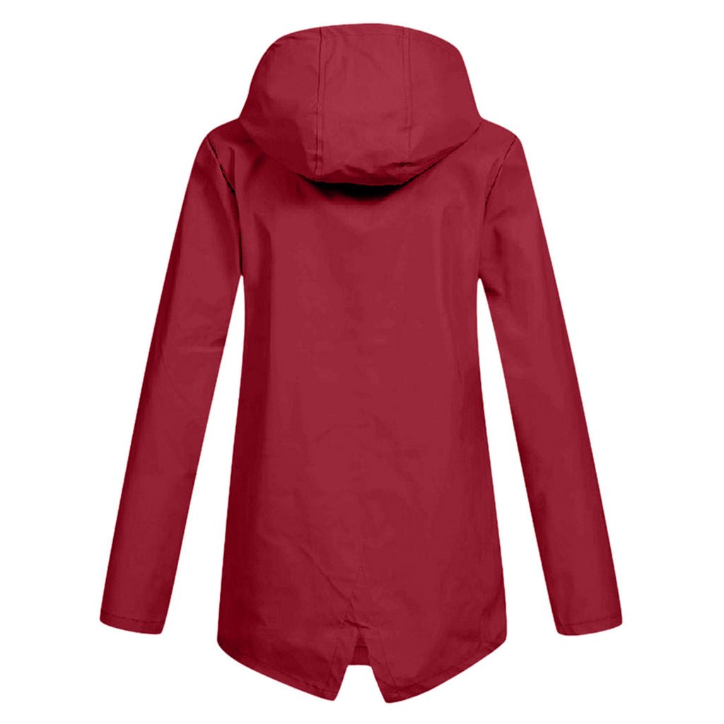 Giacca Lunga da Donna Impermeabile con Cappuccio – Giacca Impermeabile per Tempo Piovoso
