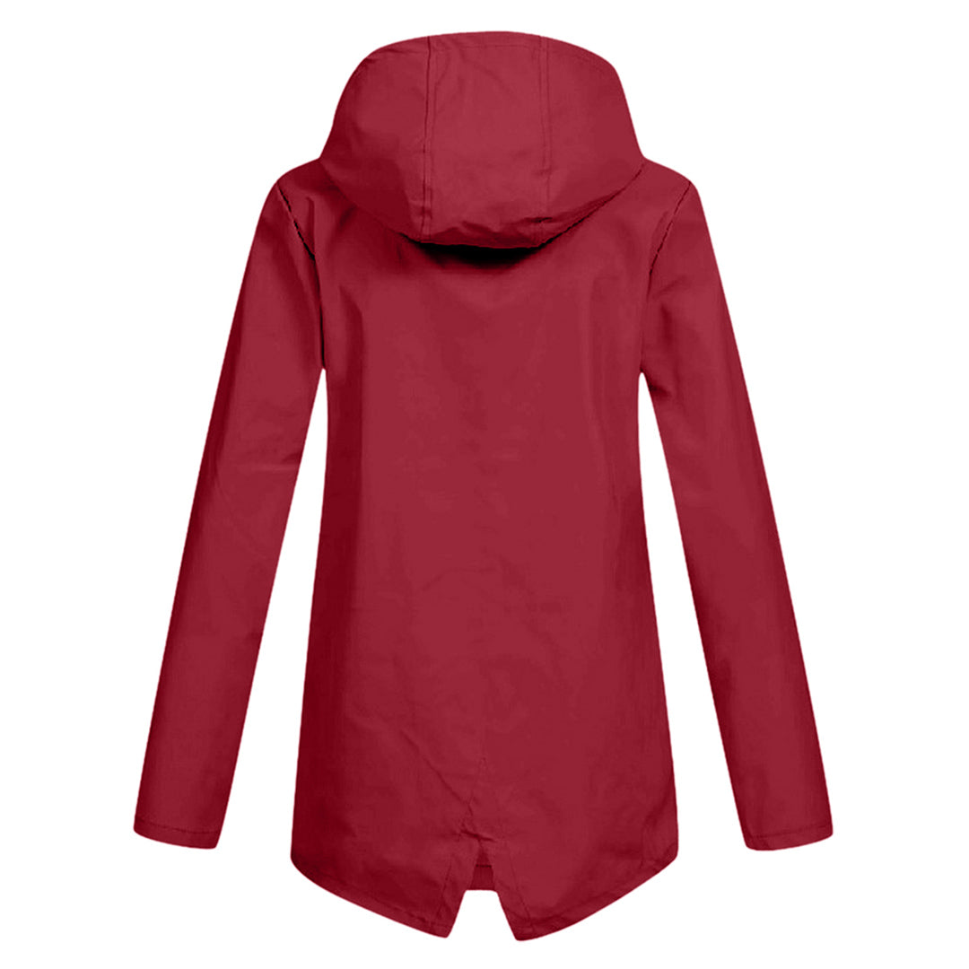 Giacca Lunga da Donna Impermeabile con Cappuccio – Giacca Impermeabile per Tempo Piovoso