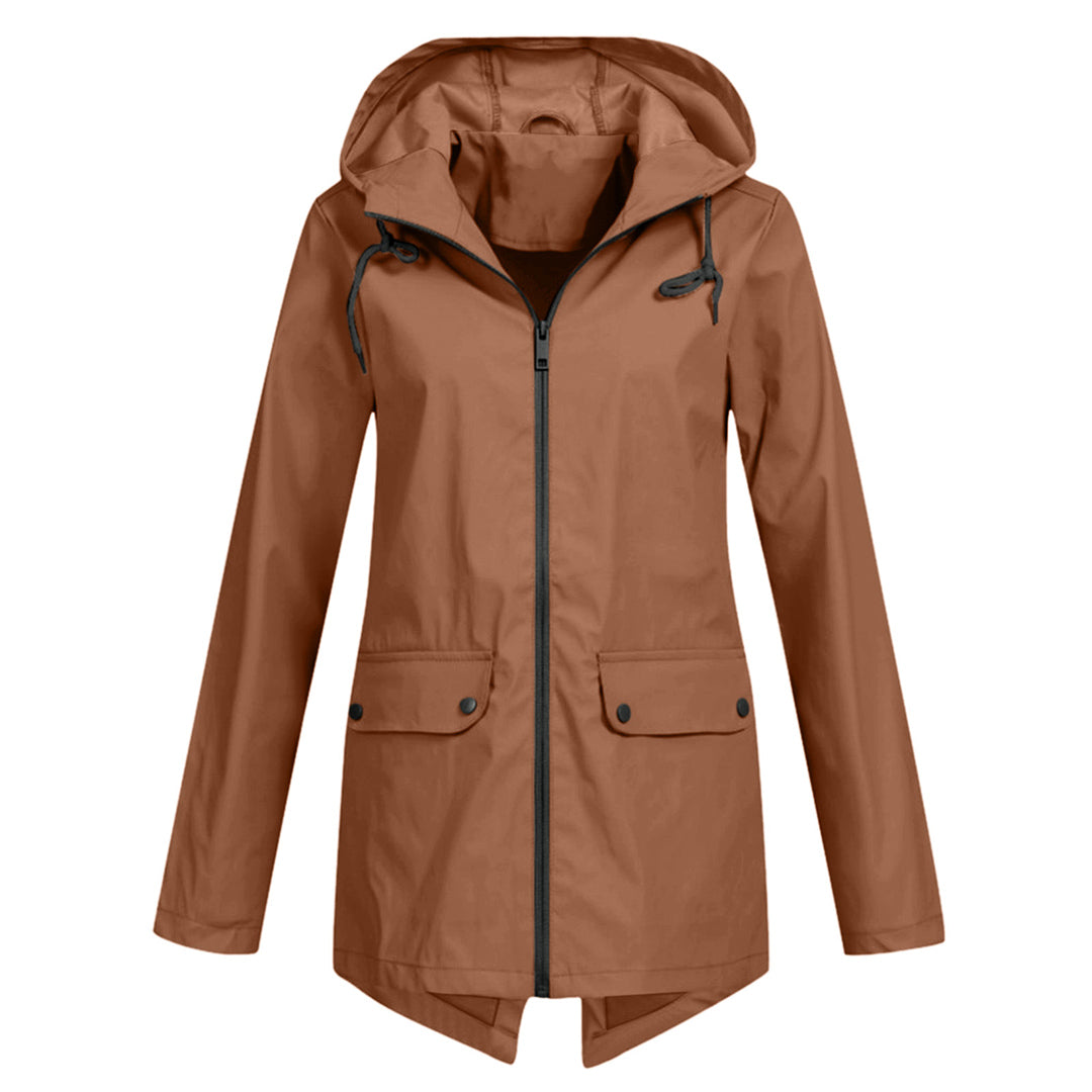 Giacca Lunga da Donna Impermeabile con Cappuccio – Giacca Impermeabile per Tempo Piovoso