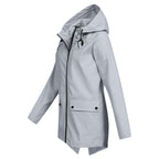 Giacca Lunga da Donna Impermeabile con Cappuccio – Giacca Impermeabile per Tempo Piovoso