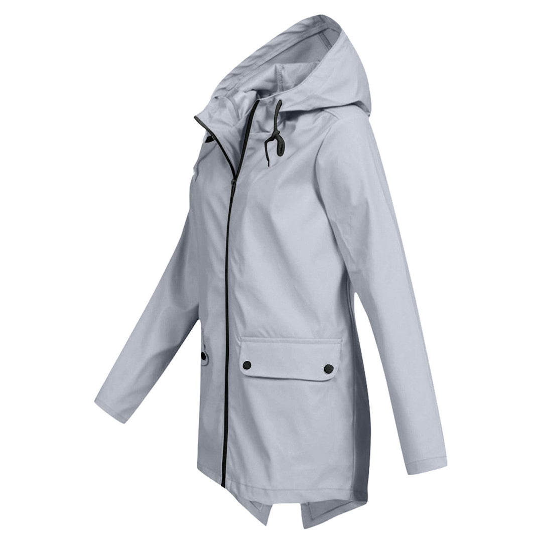 Giacca Lunga da Donna Impermeabile con Cappuccio – Giacca Impermeabile per Tempo Piovoso
