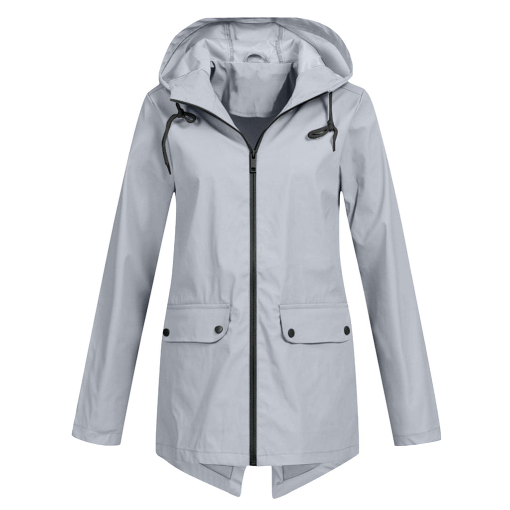 Giacca Lunga da Donna Impermeabile con Cappuccio – Giacca Impermeabile per Tempo Piovoso