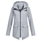 Giacca Lunga da Donna Impermeabile con Cappuccio – Giacca Impermeabile per Tempo Piovoso