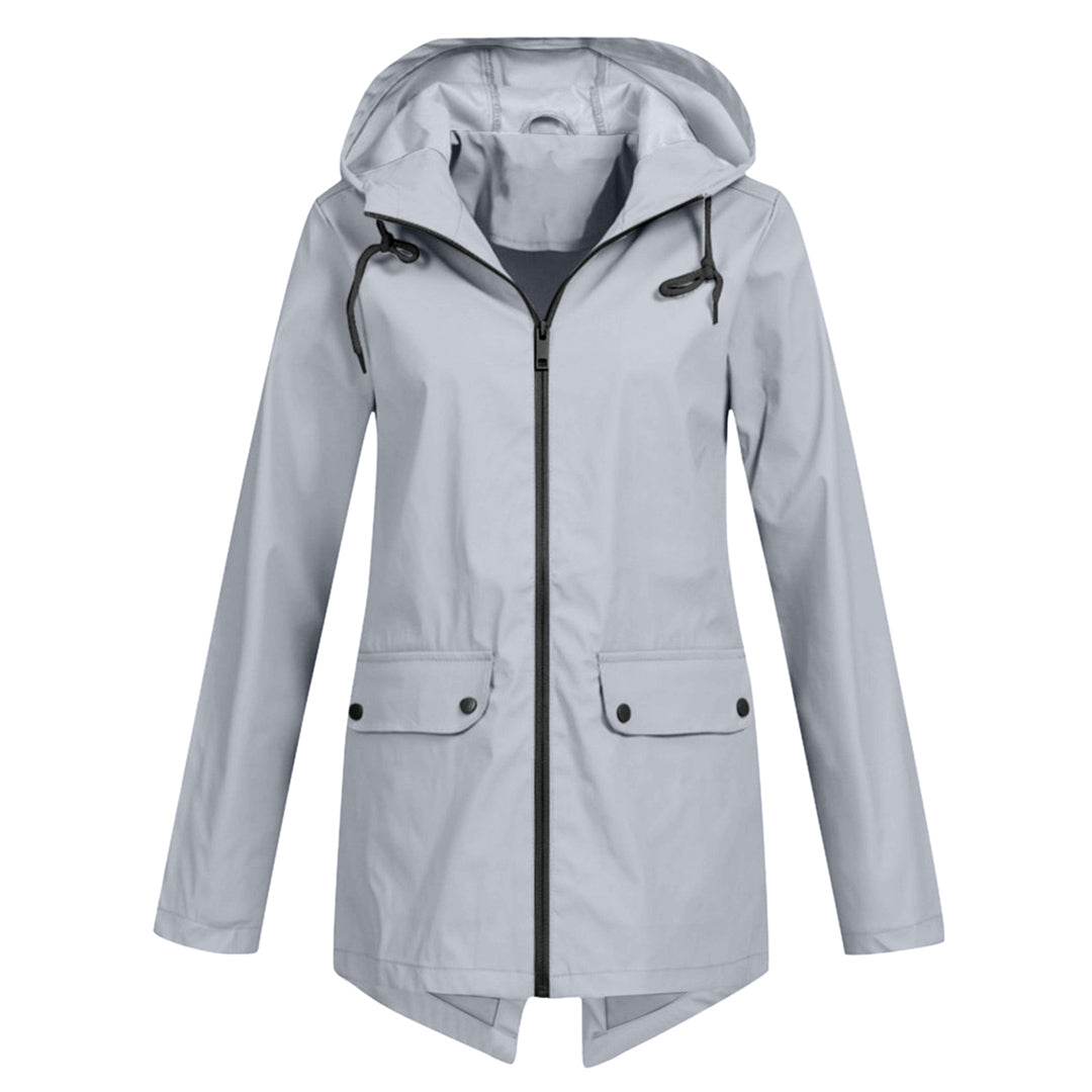 Giacca Lunga da Donna Impermeabile con Cappuccio – Giacca Impermeabile per Tempo Piovoso