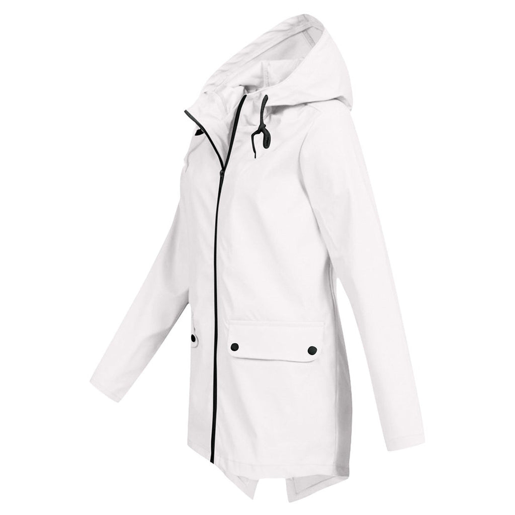 Giacca Lunga da Donna Impermeabile con Cappuccio – Giacca Impermeabile per Tempo Piovoso