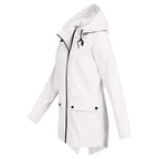 Giacca Lunga da Donna Impermeabile con Cappuccio – Giacca Impermeabile per Tempo Piovoso
