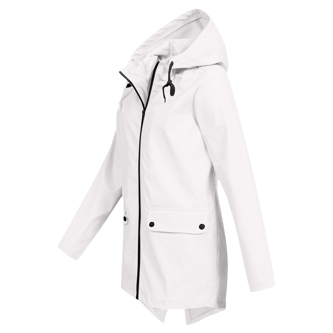 Giacca Lunga da Donna Impermeabile con Cappuccio – Giacca Impermeabile per Tempo Piovoso