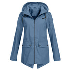 Giacca Lunga da Donna Impermeabile con Cappuccio – Giacca Impermeabile per Tempo Piovoso