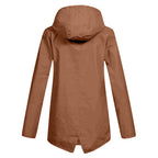 Giacca Lunga da Donna Impermeabile con Cappuccio – Giacca Impermeabile per Tempo Piovoso