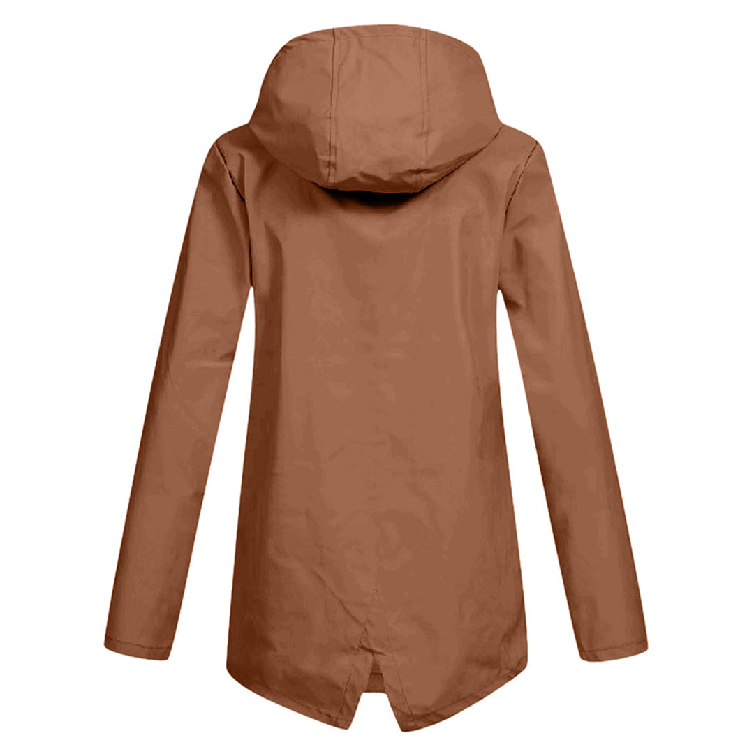 Giacca Lunga da Donna Impermeabile con Cappuccio – Giacca Impermeabile per Tempo Piovoso