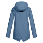 Giacca Lunga da Donna Impermeabile con Cappuccio – Giacca Impermeabile per Tempo Piovoso