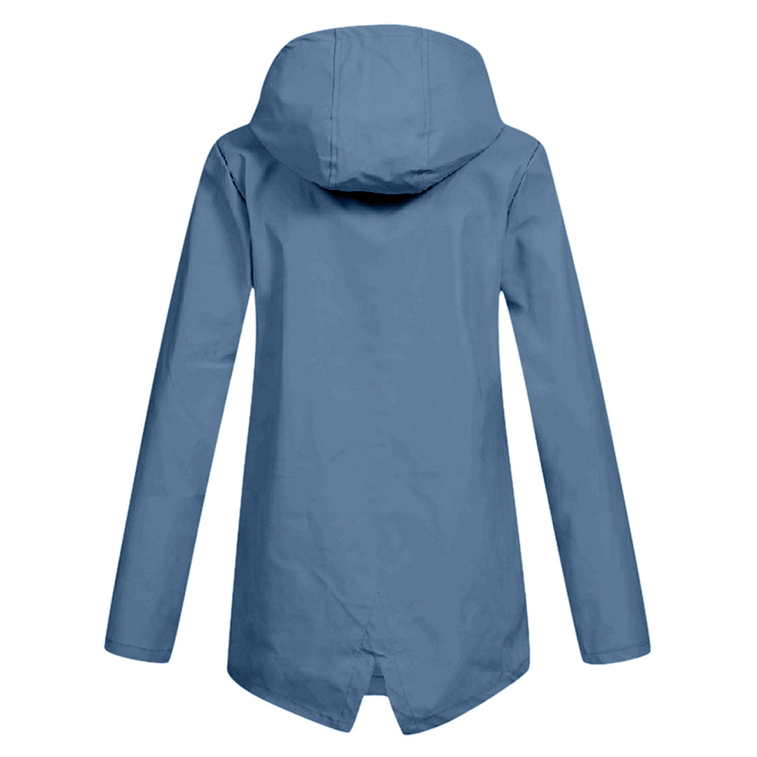 Giacca Lunga da Donna Impermeabile con Cappuccio – Giacca Impermeabile per Tempo Piovoso