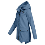 Giacca Lunga da Donna Impermeabile con Cappuccio – Giacca Impermeabile per Tempo Piovoso