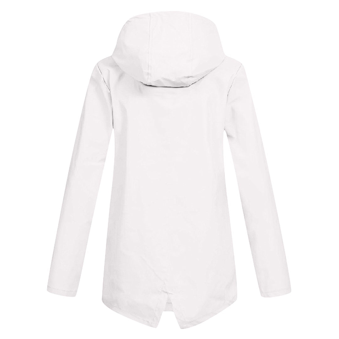 Giacca Lunga da Donna Impermeabile con Cappuccio – Giacca Impermeabile per Tempo Piovoso