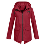 Giacca Lunga da Donna Impermeabile con Cappuccio – Giacca Impermeabile per Tempo Piovoso