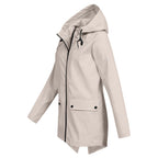 Giacca Lunga da Donna Impermeabile con Cappuccio – Giacca Impermeabile per Tempo Piovoso