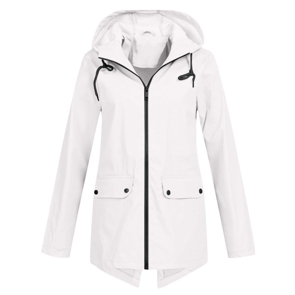 Giacca Lunga da Donna Impermeabile con Cappuccio – Giacca Impermeabile per Tempo Piovoso