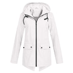 Giacca Lunga da Donna Impermeabile con Cappuccio – Giacca Impermeabile per Tempo Piovoso