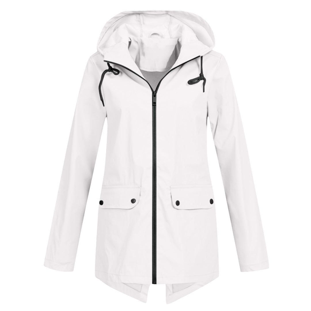Giacca Lunga da Donna Impermeabile con Cappuccio – Giacca Impermeabile per Tempo Piovoso