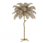 Lampada da terra in piume – Finitura dorata – Bianca – 160 cm – Presenza elegante per soggiorno e camera da letto